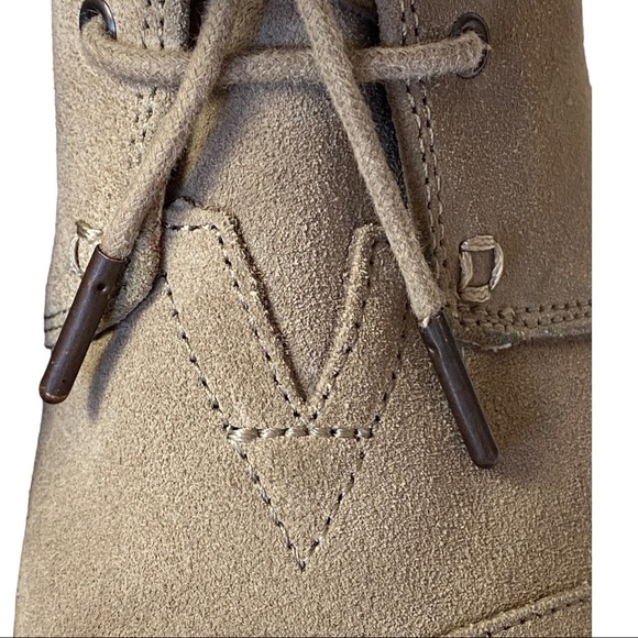 TOMS Taupe Suede Desert Wedge Booties, Size 7 - Picture 11 of 16